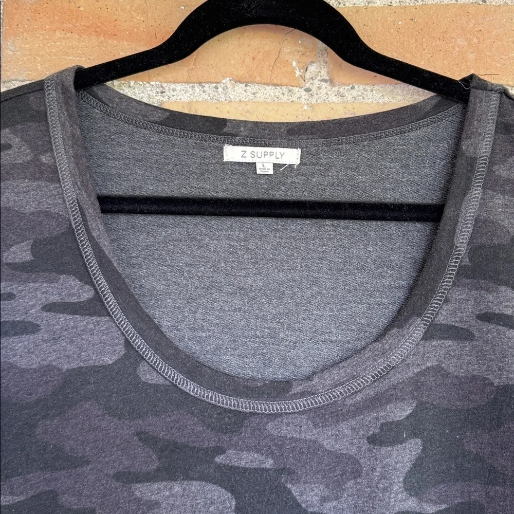 Z Supply Black and Gray Camo Sway Mini Tee Dress - Picture 2 of 4